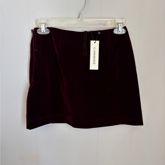 Commense Women's Velvet Mini Skirt in Dark Burgundy - Picture 2 of 3